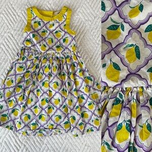 Mini Boden Girls' Sleeveless Back Detail Dress - Lavender Lemon Grove size 5-6 y